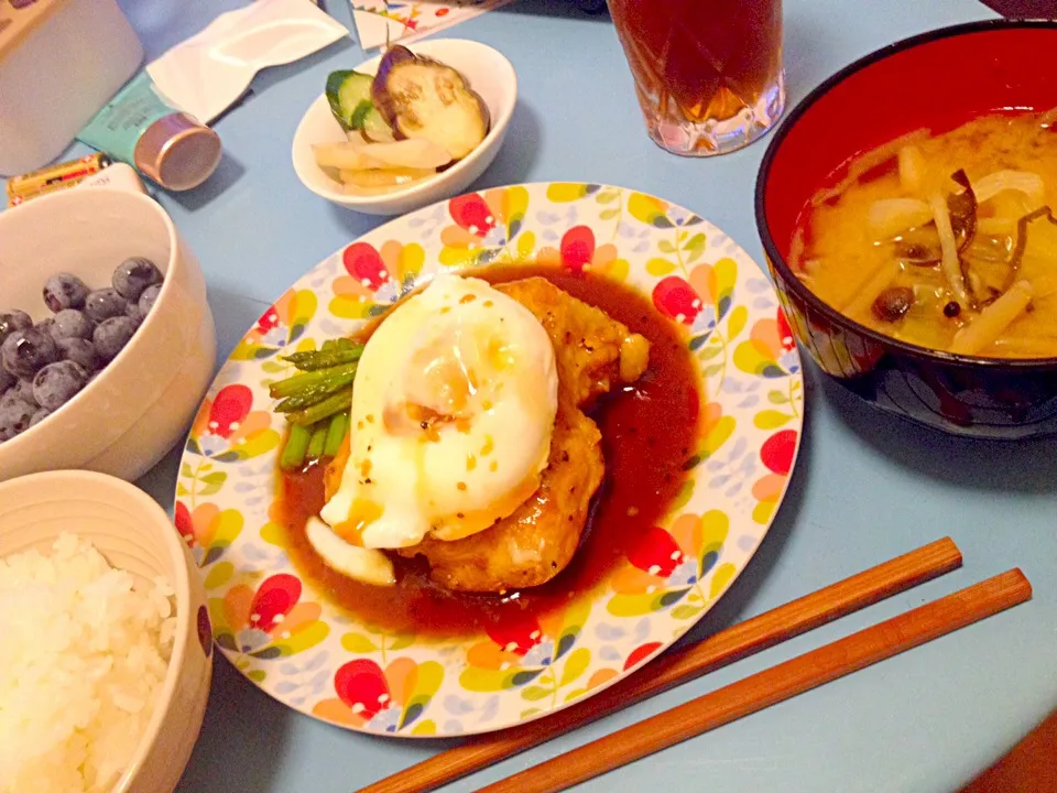 Snapdishの料理写真:照り焼きチキンアスパラ添え|Yuka Kuramitsuさん