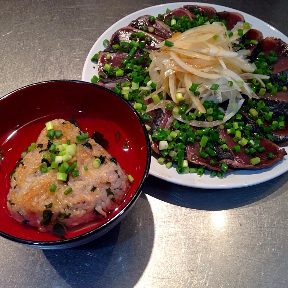 鰹のたたき&焼きおにぎり茶漬け|seiko Oさん