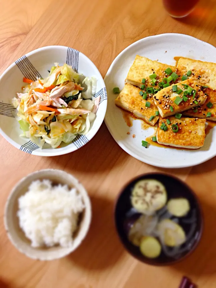 キャベツのウニソースかけ、焼き豆腐|emiemiさん