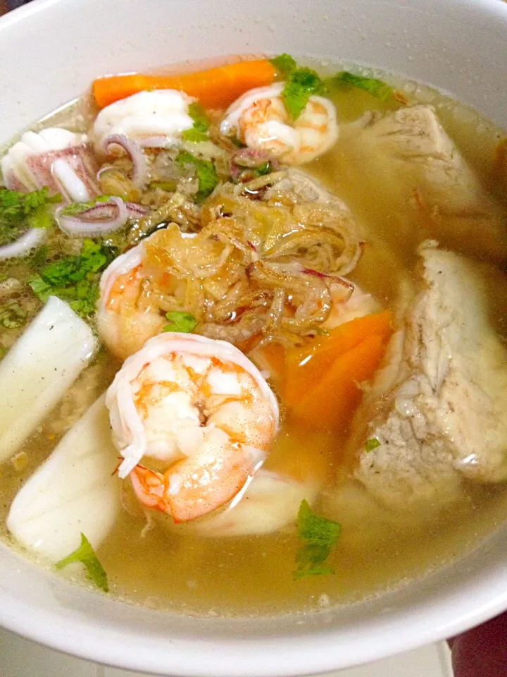 Soft boiled rice with Seafood|Theerayut Jingjitさん