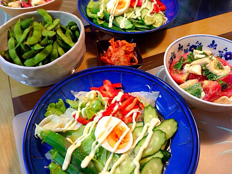 サラダ素麺、枝豆、カプレーゼ|Tomokoさん