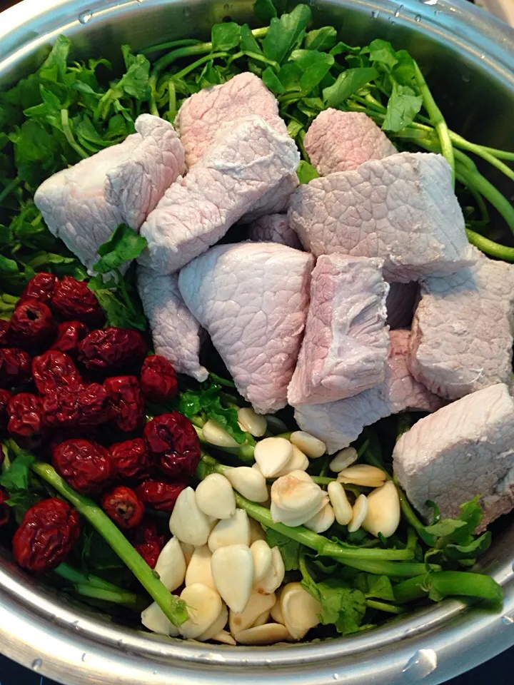 Double boil water cress soup ingredients|chef baobao from Singaporeさん