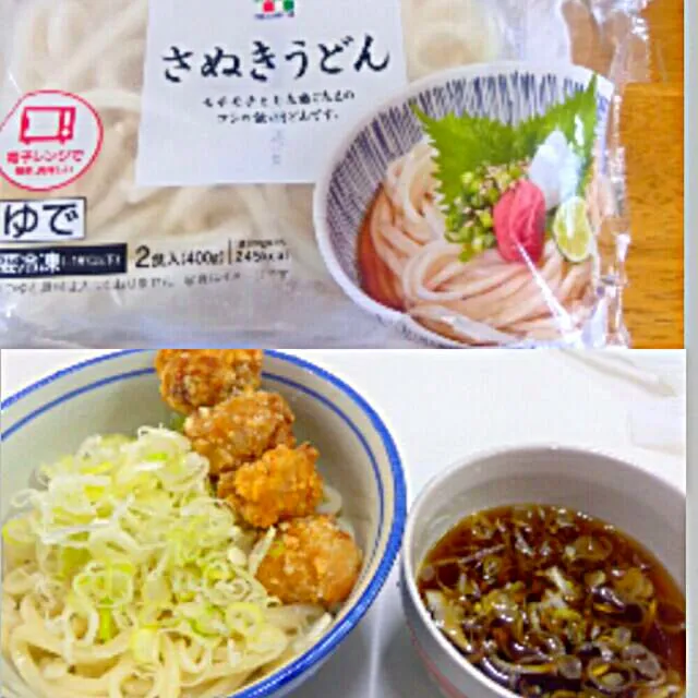 葱たっぷり、冷やし讃岐うどん　毎度から揚げ棒　セブンイレブン商品|sakumaさん