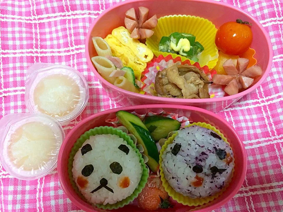 本日の学童弁当〜パンダさんおにぎり〜|こむぎさん