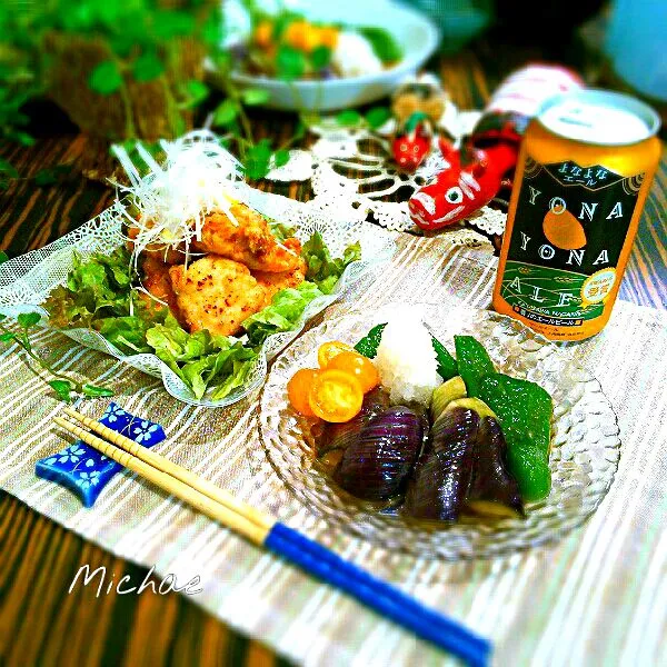 揚げ物最高！乾杯♪(*^^*)
・唐揚げサラダ
・お野菜の揚げ浸し
YONA YONA ALE|michaeさん