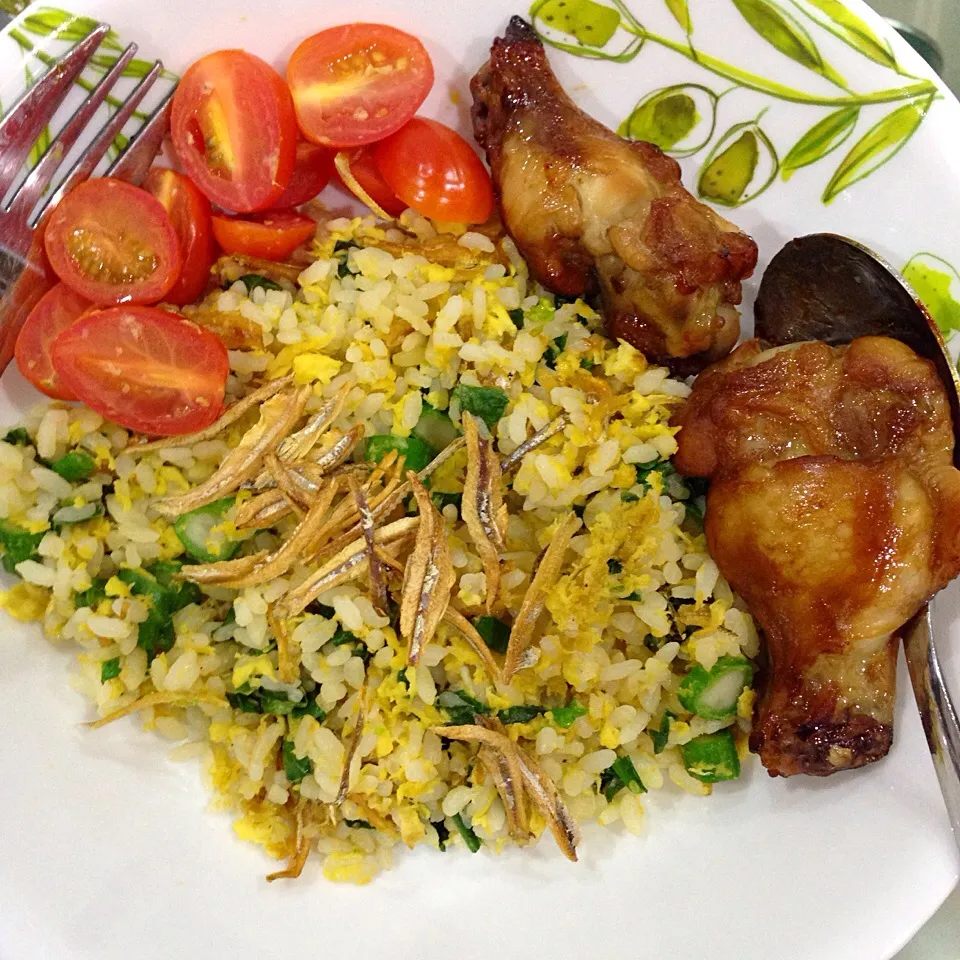 Fried rice with grilled drumlets|wei weiさん