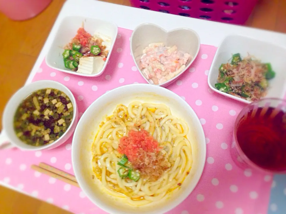 Snapdishの料理写真:明太カルボナーラ風うどん|ericaʕ´•ﻌ•`ʔ♡さん