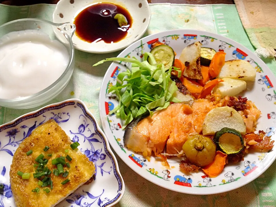 鮭と野菜の塩レモン蒸し焼き 焼き揚げ ピーナッツ豆腐|掛谷節子さん