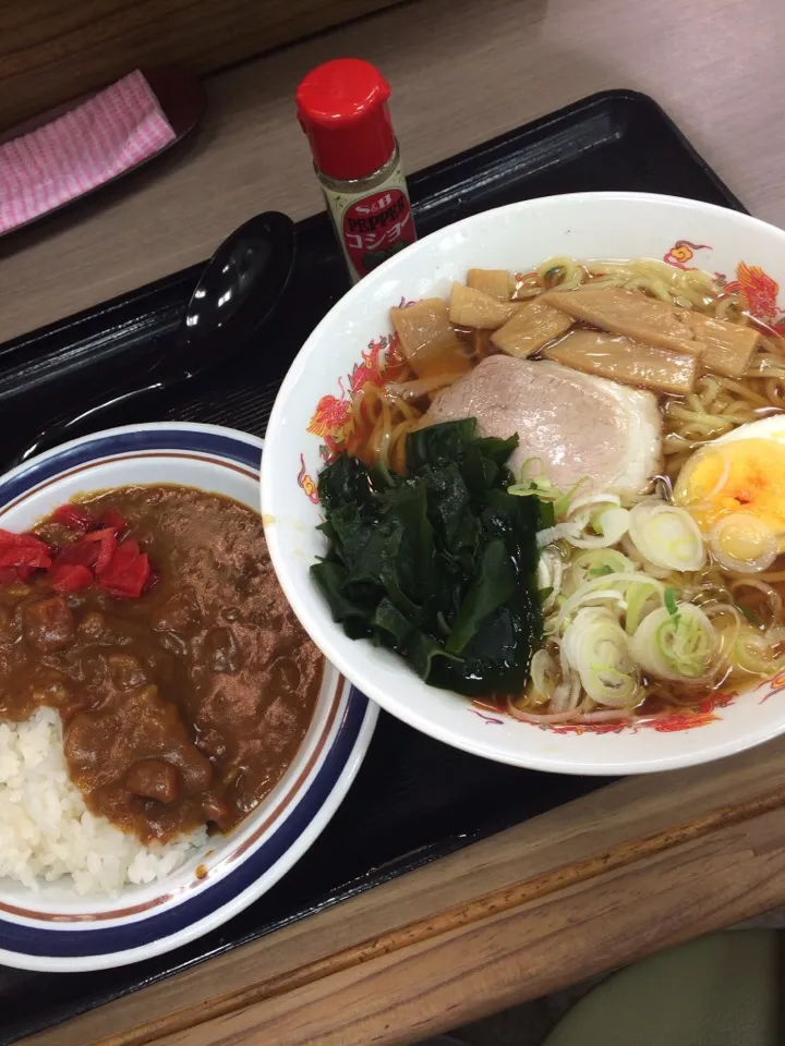 昔ながらの正油ラーメンとミニカレー|おてんき小僧さん