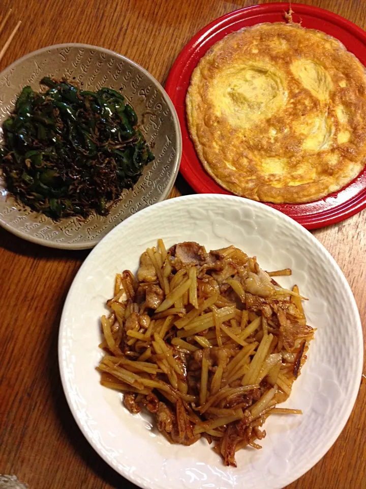 ★豚肉とジャガイモのオイスター炒め★シーチキンのたまご焼き★じゃこピーマン|三宅 里美さん