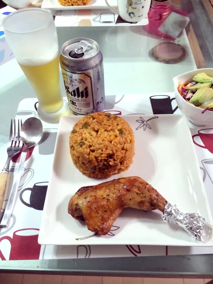 Grill chicken,jollof rice and salad|kelly ighiriaroさん