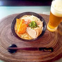 Snapdishの料理写真:乾麺のうどんを使ったソーキそば|hayatokun1110さん