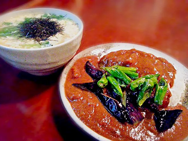 夏野菜カレー&鶏雑炊|いちどぅしさん