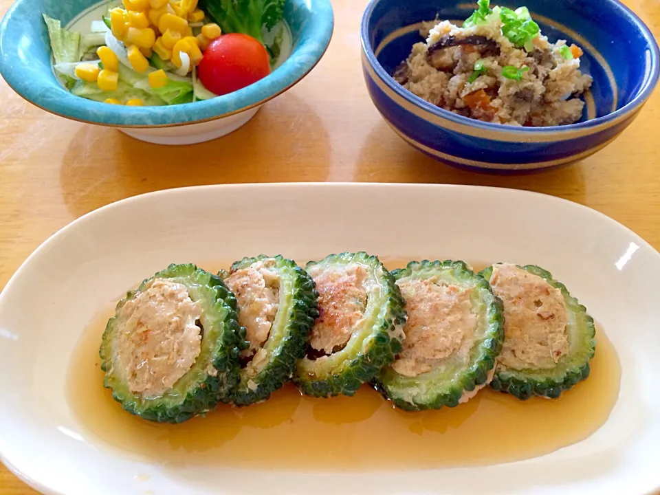 しょうこさんの料理 ゴーヤの肉詰め焼き|みきおさん