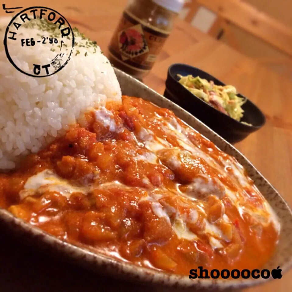 バターチキンカレーです。『俺は日本のカレーをナンで食うのが好きなのよ。』って…|shoooocoさん