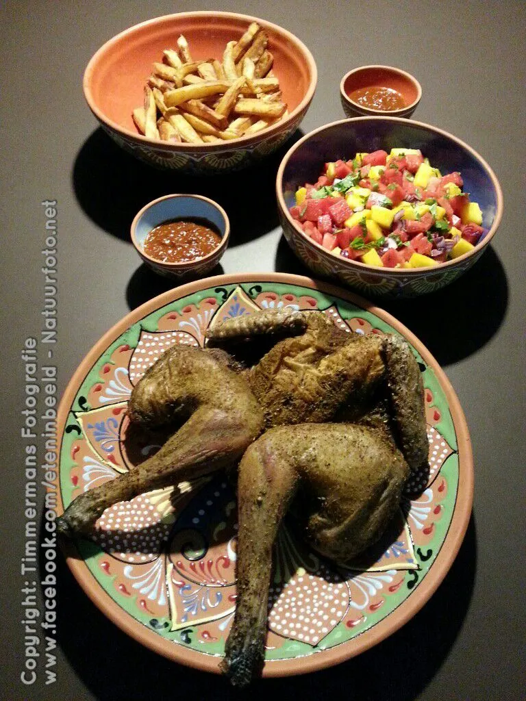 Chicken, sweet potato chips and watermelon salad|Frank&Jolanda - Eteninbeeldさん