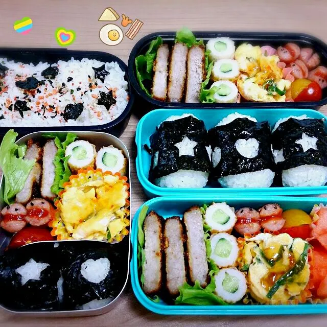 Snapdishの料理写真:～お休みの日も頑張ろう！
顔が隠れてるよ～弁当(≡^∇^≡)|lemonadeさん