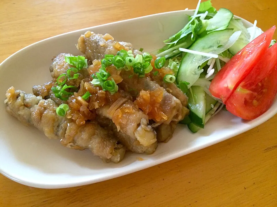 Snapdishの料理写真:なおさんの料理 茄子の肉巻き〜甘辛オニオンソース〜|みきおさん