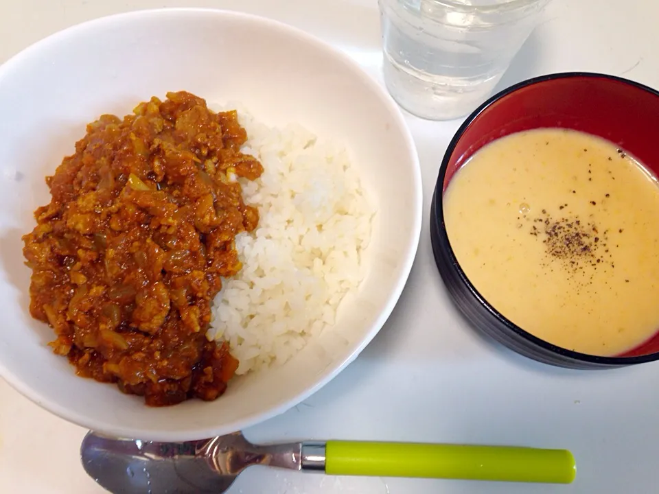 キーマカレーと簡単コーンスープ|まりこすさん