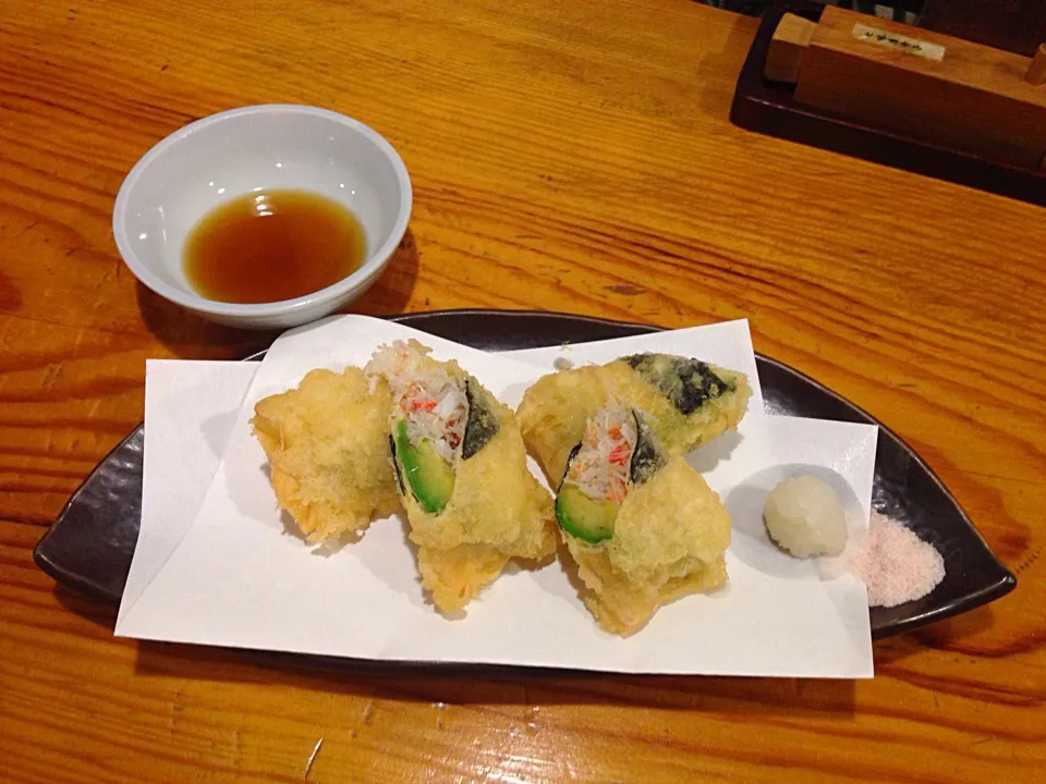 アボカドとカニの湯葉巻き揚げ|ハギーさん