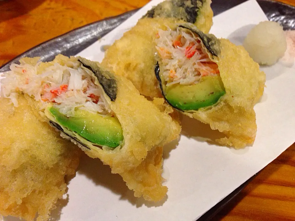 アボカドとカニの湯葉巻き揚げ|ハギーさん