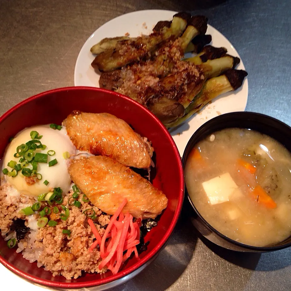 鶏そぼろ焼き鳥丼&焼きナス|seiko Oさん