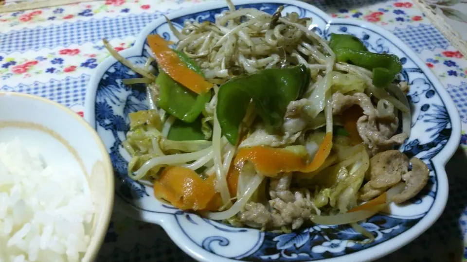 豚肉の野菜炒め、もぎたてピーマン入り󾮗|こやっこさん