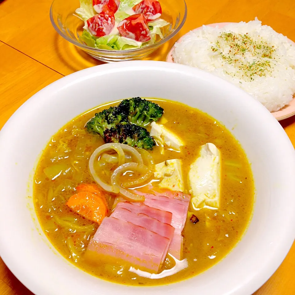 ベーコン野菜豆腐スープカレー|カウンター嬢さん