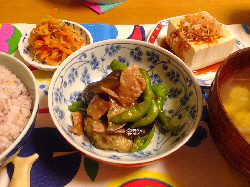 Snapdishの料理写真:miso flavored eggplants, peppers and pork :)|mさん