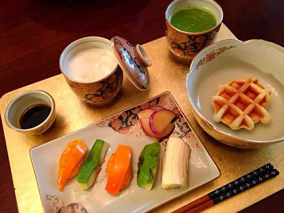 Fruito set with black sugar yogurt and spinach celery juice|sk1610さん