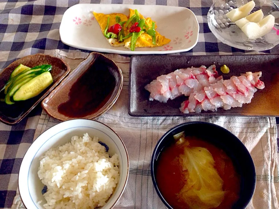 イサキのお刺身、我が家流 定食w|Masayo Matsushitaさん