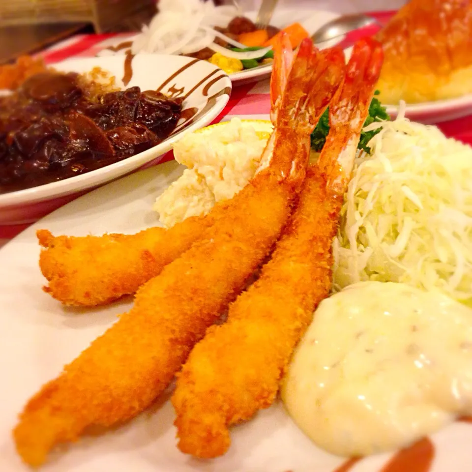 浅草ヨシカミの海老フライ🍤＆        ハヤシライス🍛|もとぱんさん