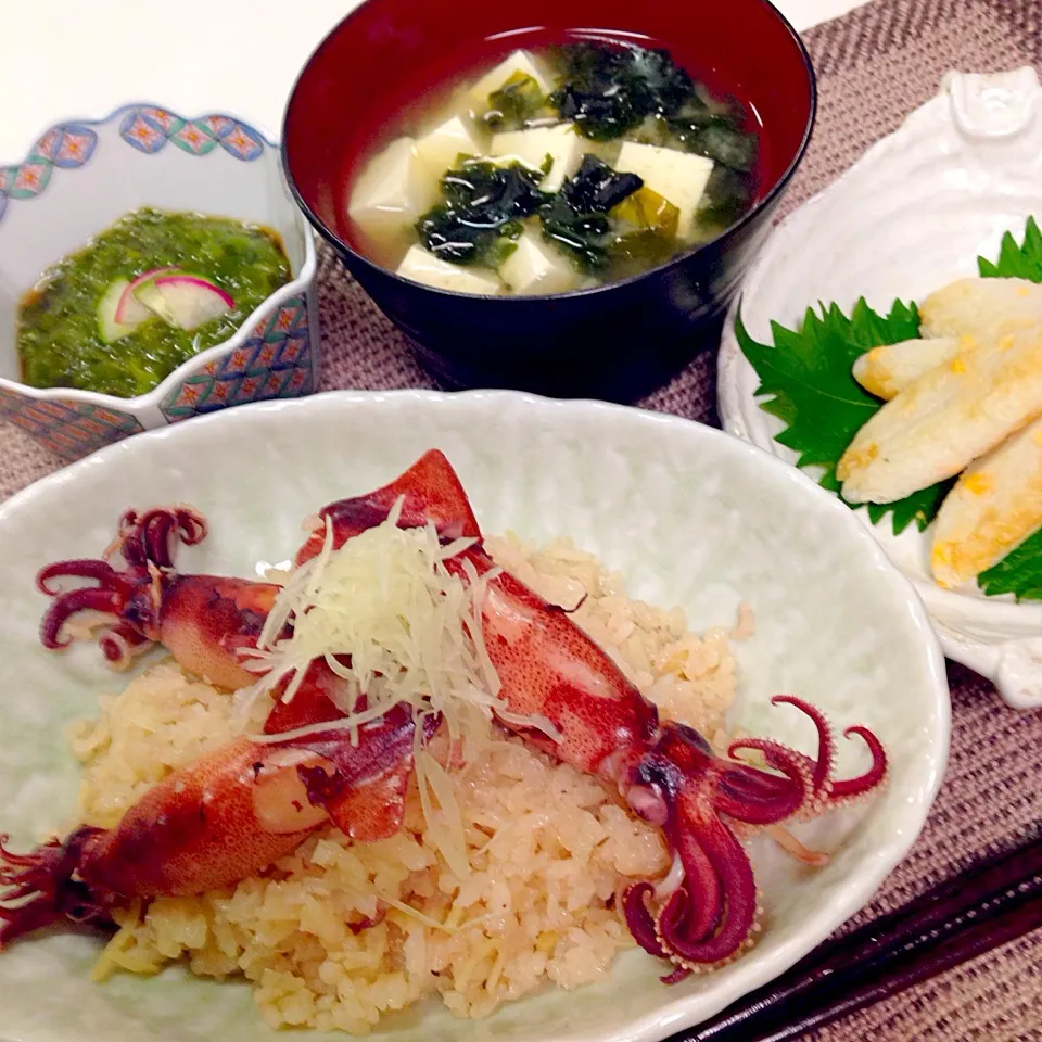 イカご飯の晩ご飯🍀|デミさん