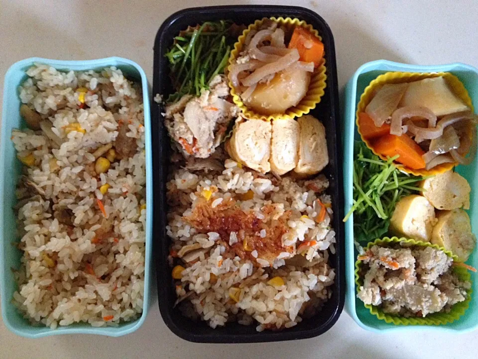 炊き込みご飯で和の弁当。|mameさん