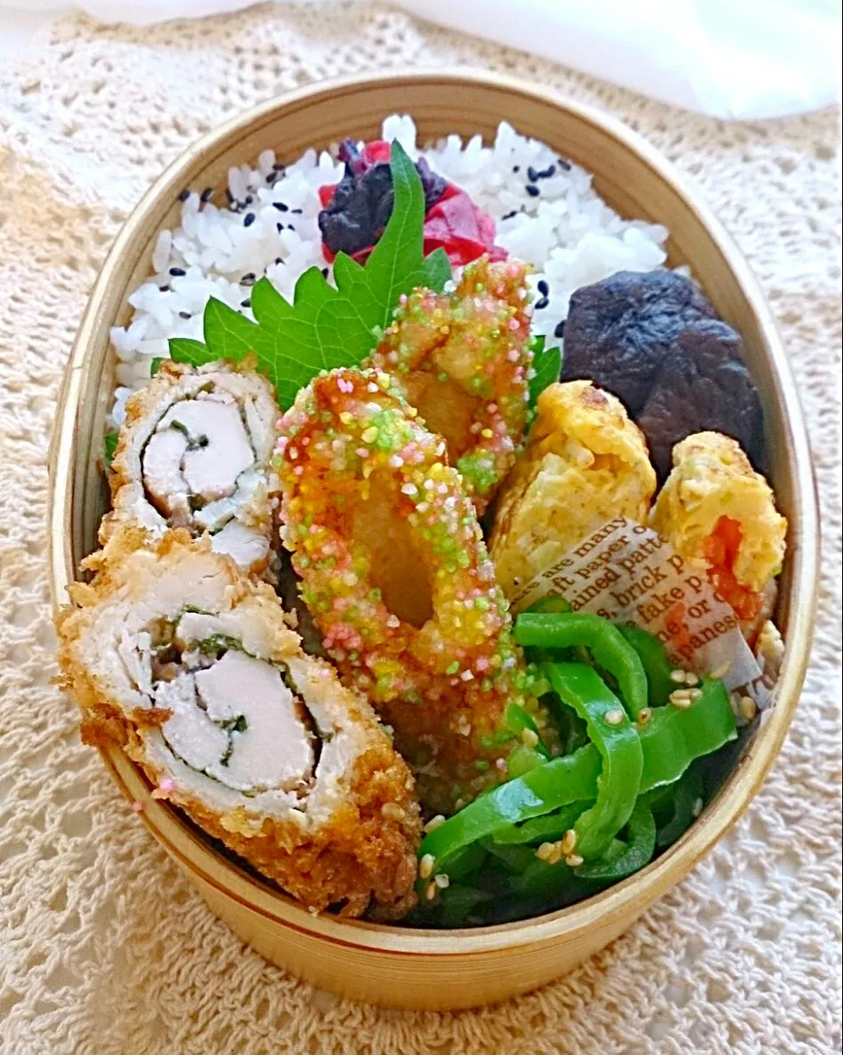 竹輪のみじん粉揚げとｻｻﾐ梅カツ弁当|とだともさん