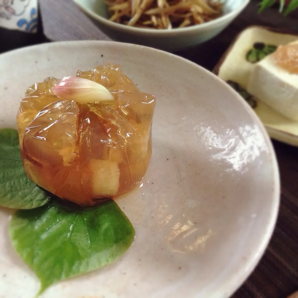 茄子とトマトの梅酒寒天寄せ|まちまちこさん