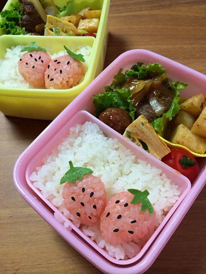 苺のお揃い弁当|manacocoさん