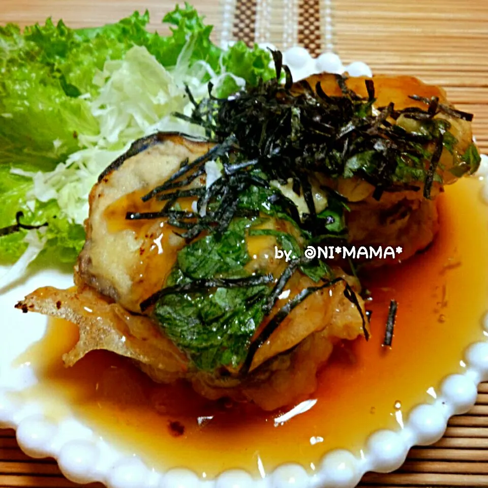 Snapdishの料理写真:餡掛け茄子肉挟み揚げ
お気に入りのりりたんこぶさんのたれで♬|ONI*MAMA*さん