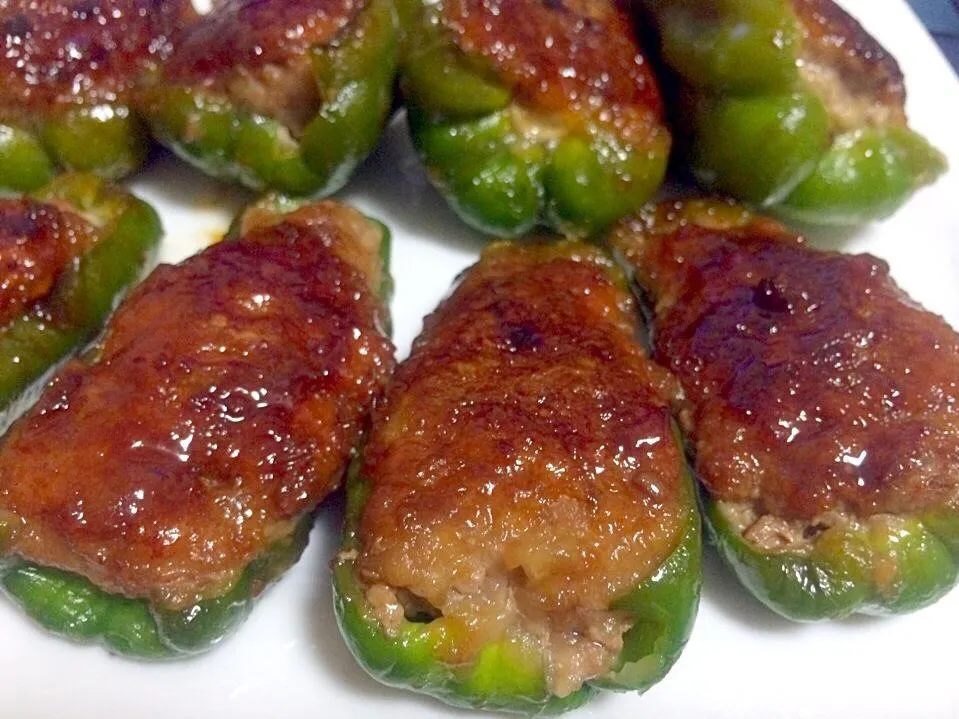 Stuffed bell peppers with Teriyaki sauce|ghiroさん