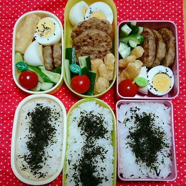 Snapdishの料理写真:8/29(金)の女三人弁当🍱
♪ハンバーグ
♪山芋唐揚げ
♪ゆで卵
♪きゅうり
♪ミニトマト|ふみぃさん