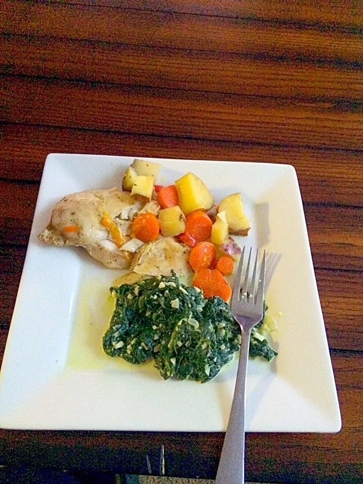 Baked Chicken and Cream Spinach|HereIam Myia Scottさん