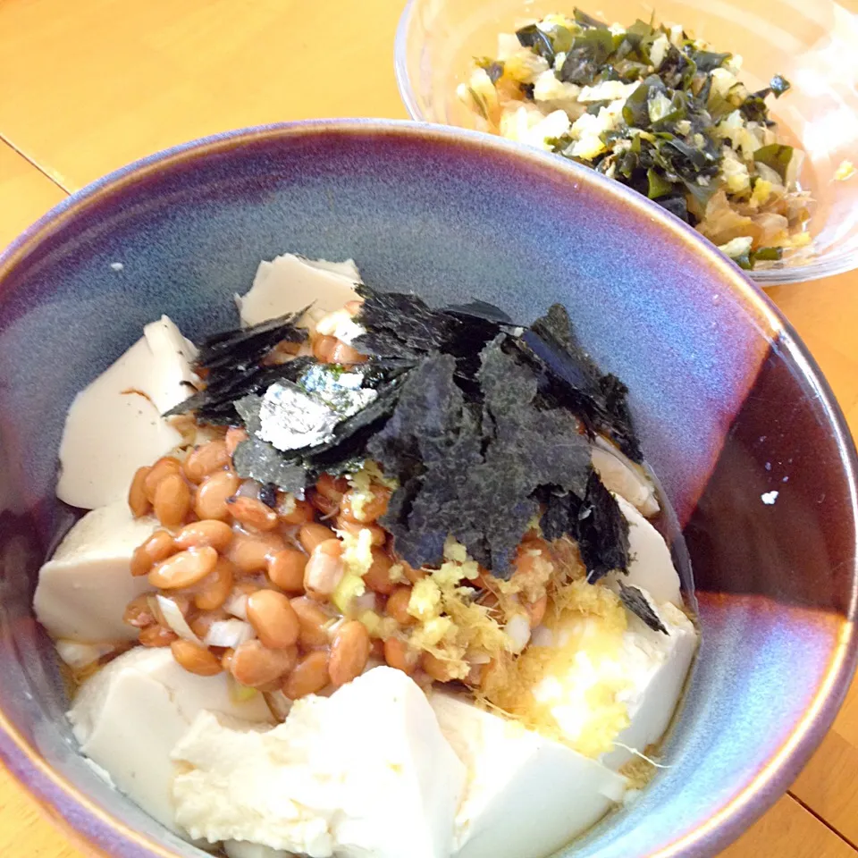 納豆と豆腐のぶっかけ親子丼|カウンター嬢さん