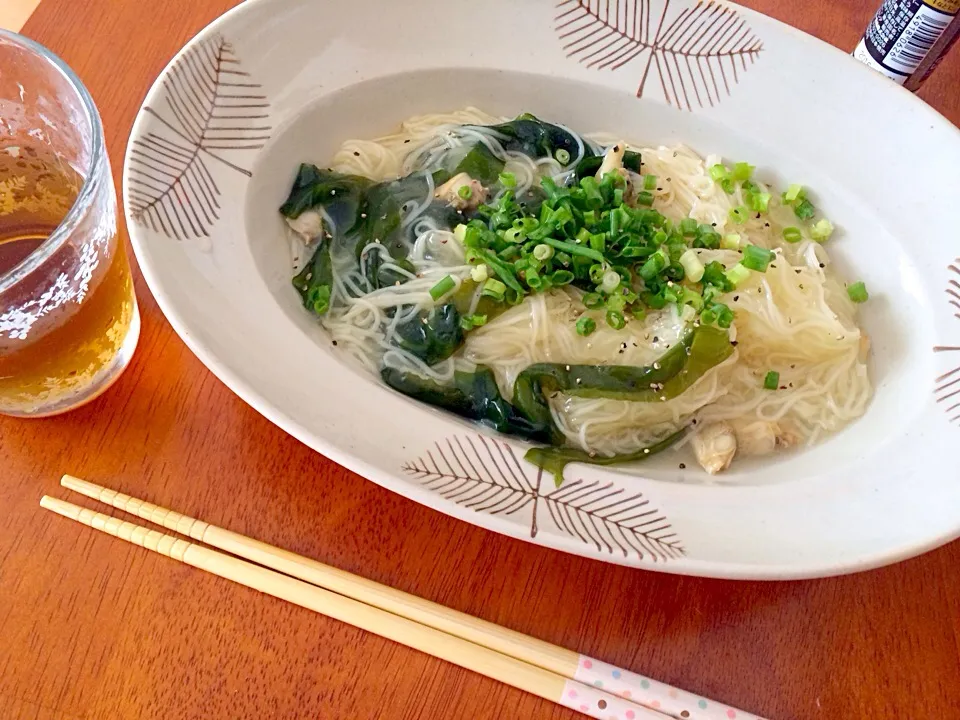 アサリとワカメの塩とろみそうめん|そらさん