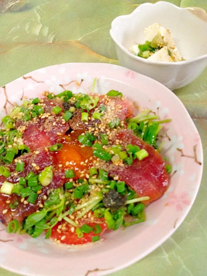 お刺身と野菜と豆腐|きくりさん