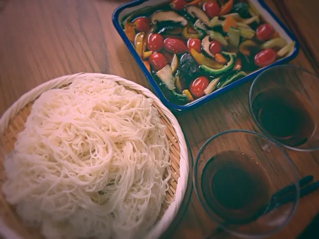 夏野菜の焼き浸しそうめん|ふうりんさん