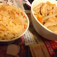 Snapdishの料理写真:炊き込みご飯と鶏ソップ炊き|Mitsuru Shibataさん