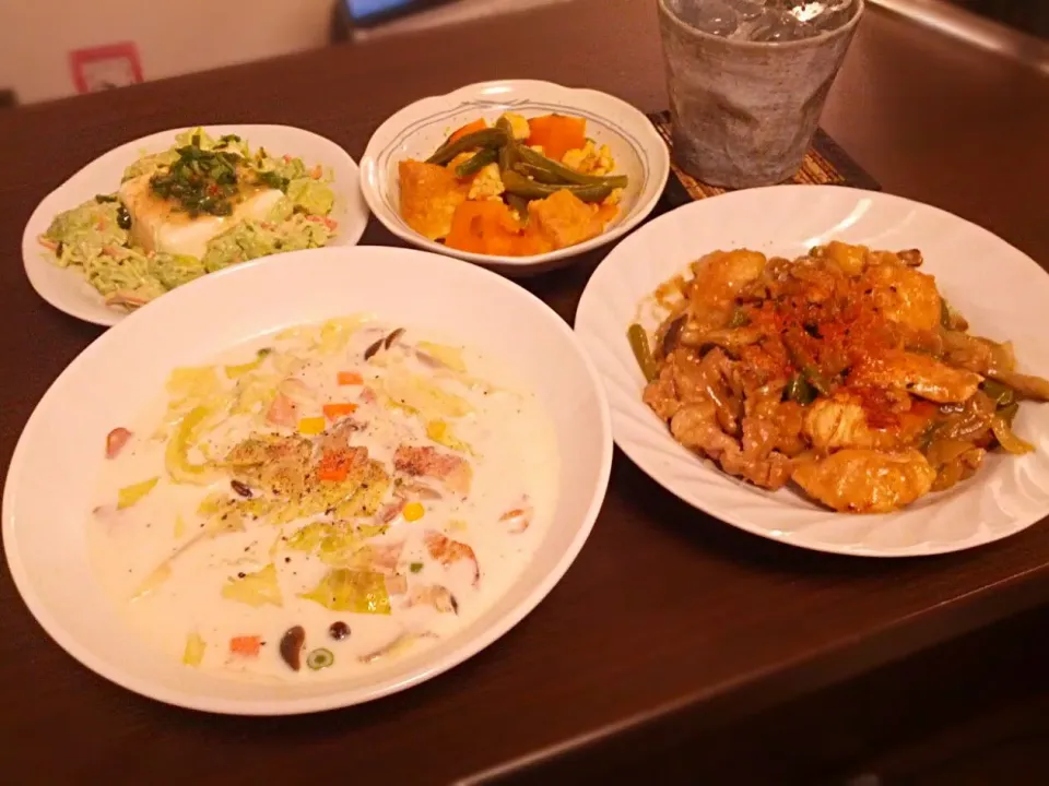 〜アボカド冷奴〜
〜かぼちゃの煮物〜
〜ミルクスープ〜
〜鶏肉のオイマヨ炒め〜|兒島　勇さん