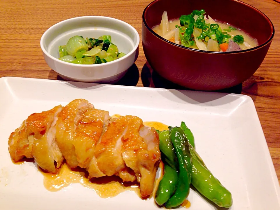 鶏の照り焼きと豚汁|あやかさん