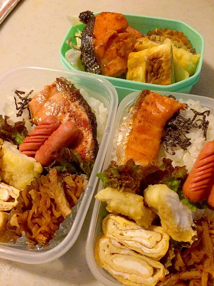 Snapdishの料理写真:三人のお弁当|りんさん