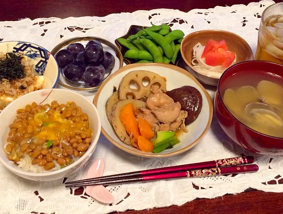 Snapdishの料理写真:〜和定食〜鶏肉と根菜の煮物😋🍚|♥️さん